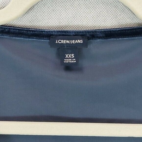 J. Crew Blue Velour Velvet Long Sleeve Scoop Neck Bodysuit Navy S (27) - Picture 6 of 8